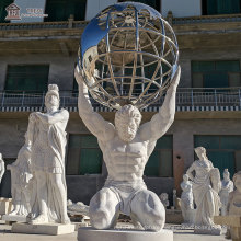 High Quality Large Roman Mythology Marble Figure Man Sculpture of Atlas for Garden